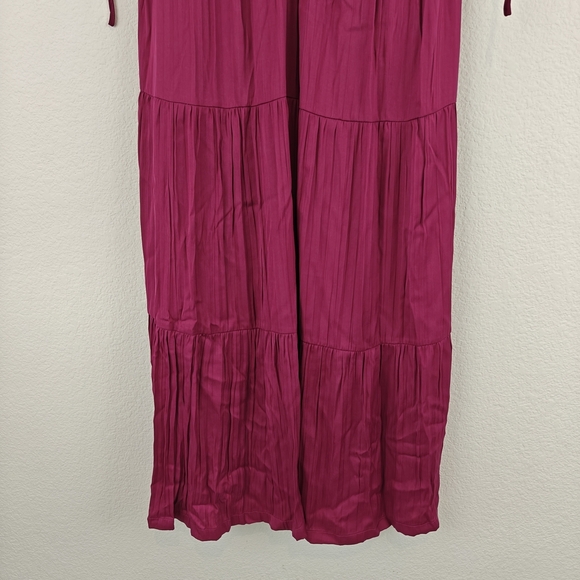 Anthropologie Somerset Ruffled Tiered Midi Dress Is Raspberry Size Medium - Picture 4 of 14